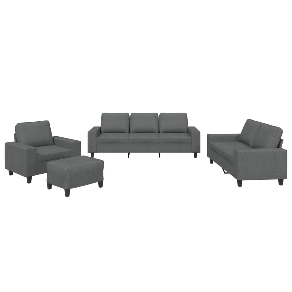 vidaXL 4 Piece Sofa Set Dark Gray Fabric