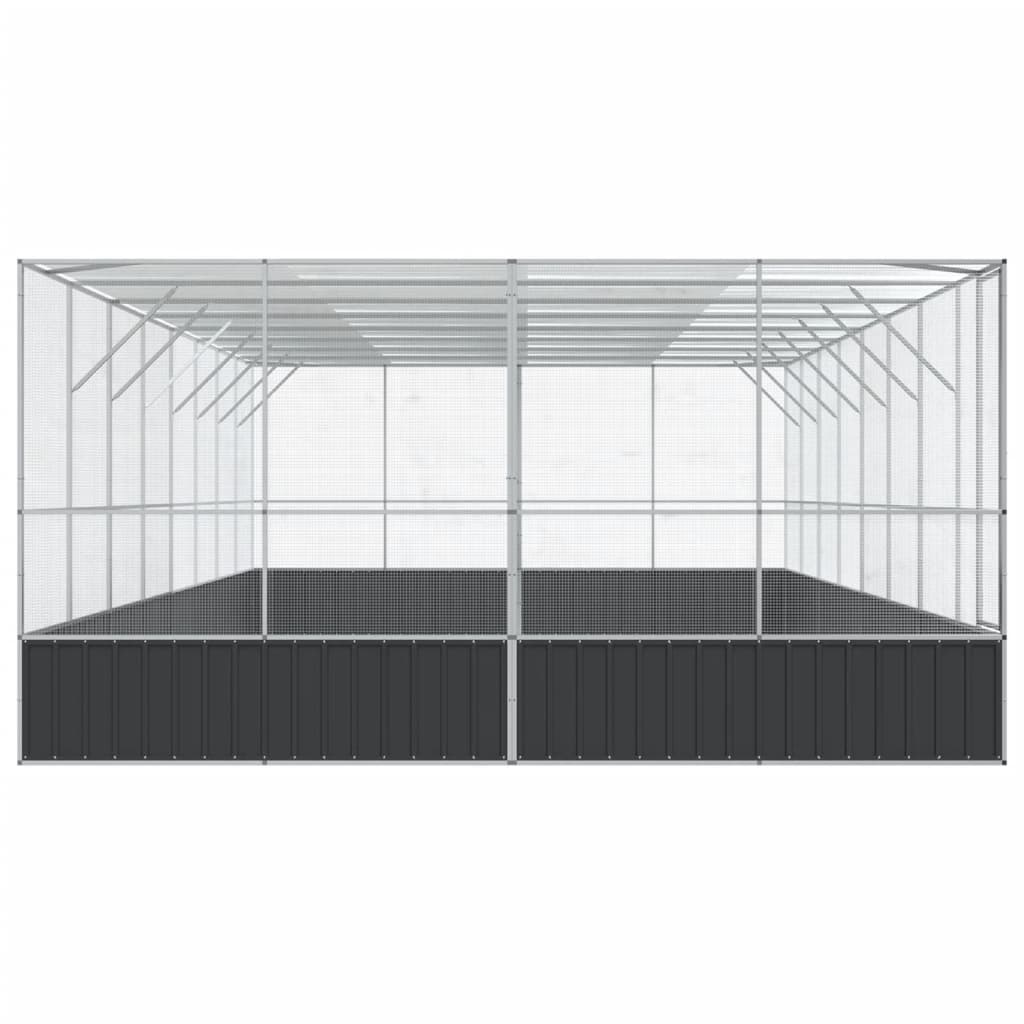 vidaXL Aviary with Extension Silver 327.6"x163"x83.5" Steel