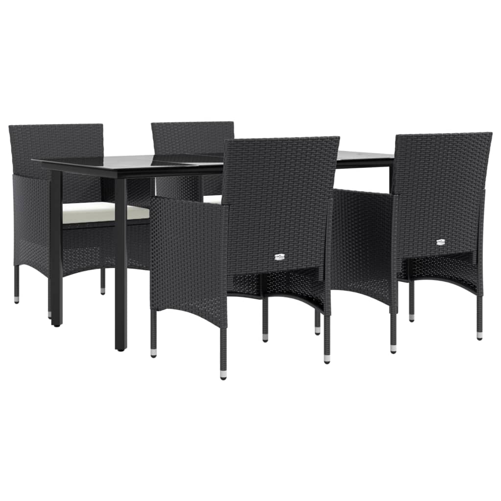 vidaXL 5 Piece Patio Dining Set with Cushions Black