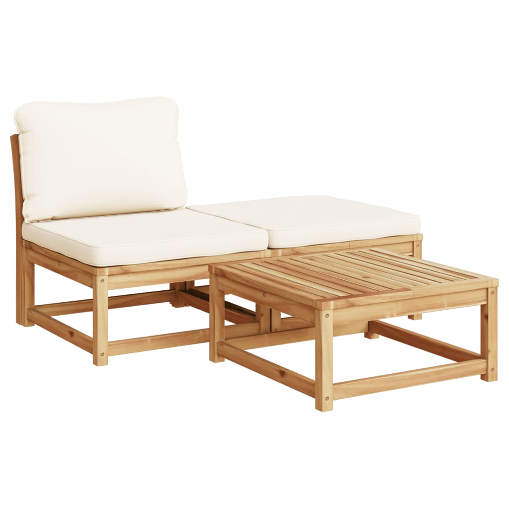 vidaXL 3 Piece Patio Lounge Set with Cushions Solid Wood Acacia