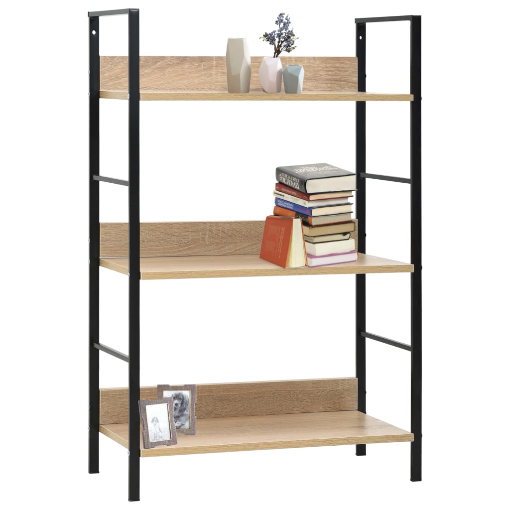 vidaXL 3-Layer Book Shelf Oak 23.6"x10.9"x35.6" Engineered Wood