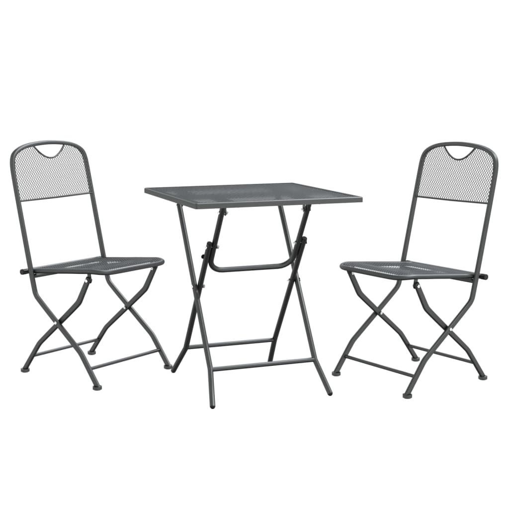 vidaXL 3 Piece Patio Dining Set Expanded Metal Mesh Anthracite