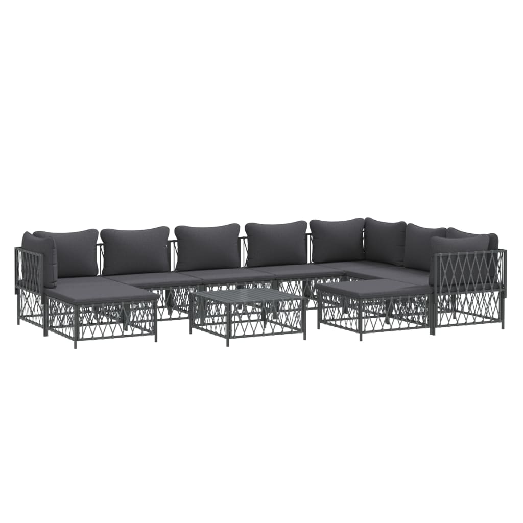 vidaXL 10 Piece Patio Lounge Set with Cushions Anthracite Steel