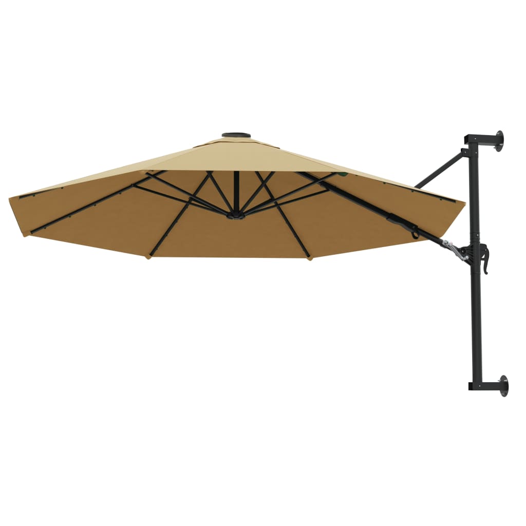 vidaXL Wall-Mounted Garden Parasol with Metal Pole 118.1" Taupe