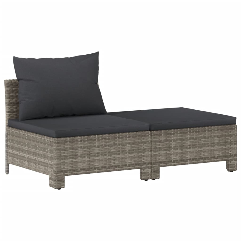 vidaXL 7 Piece Patio Lounge Set with Cushions Gray Poly Rattan