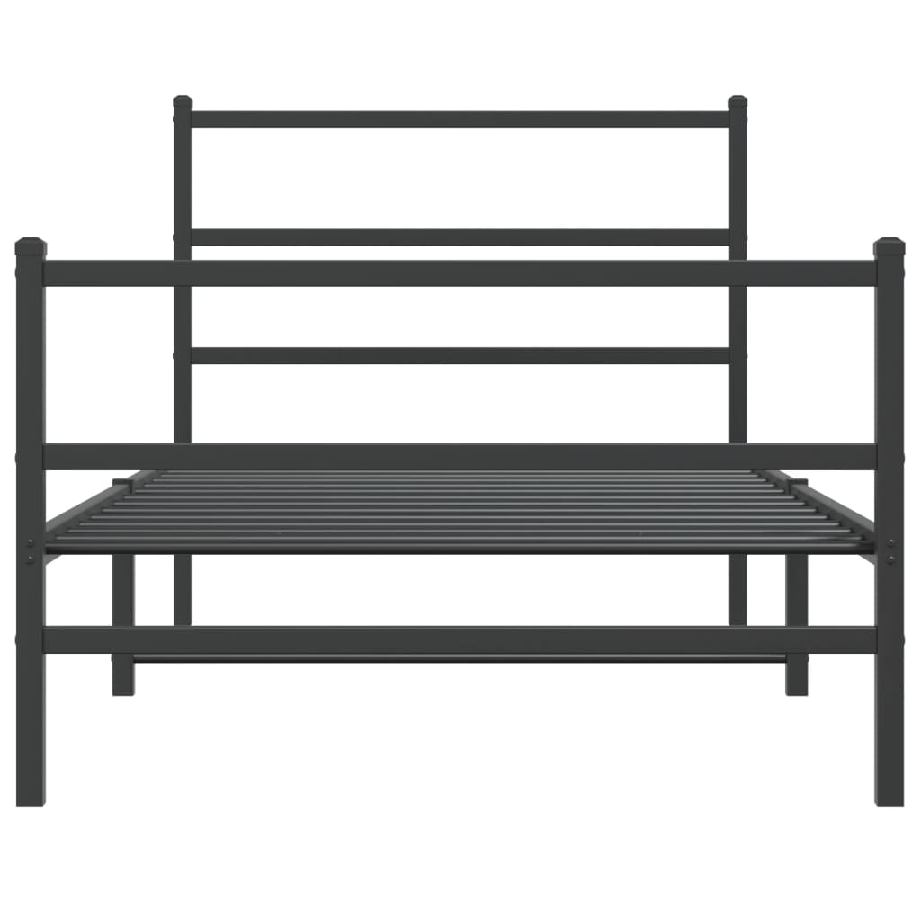 vidaXL Metal Bed Frame without Mattress with Footboard Black 39.4"x78.7"