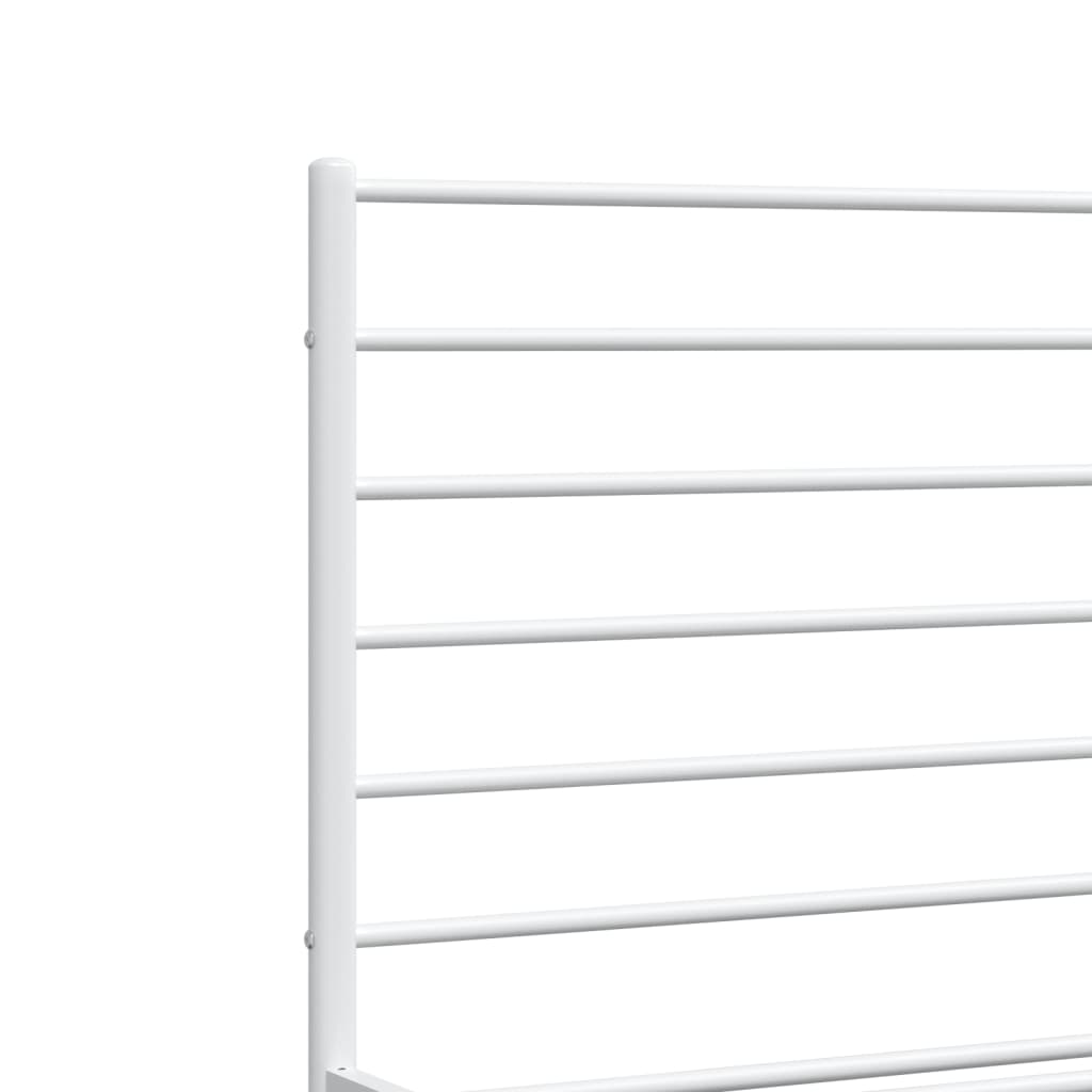 vidaXL Metal Bed Frame with Headboard White 59.8"x78.7"