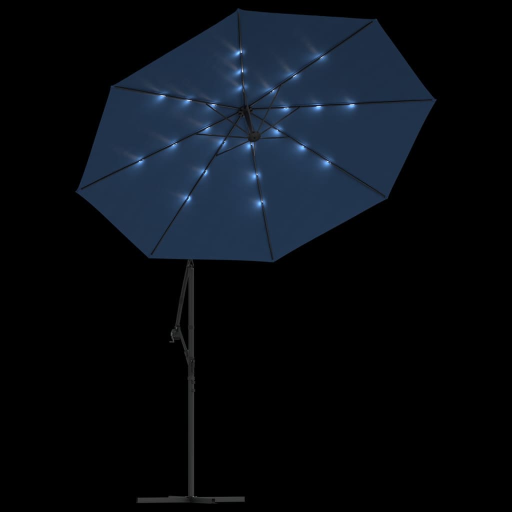 vidaXL Cantilever Garden Parasol with LED Lights and Steel Pole 118.1" Azure