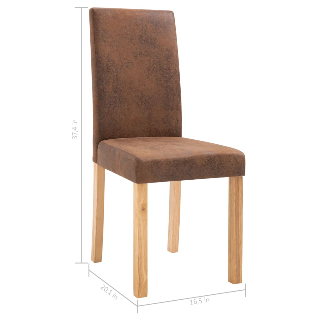 vidaXL Dining Chairs 2 pcs Brown Faux Suede Leather