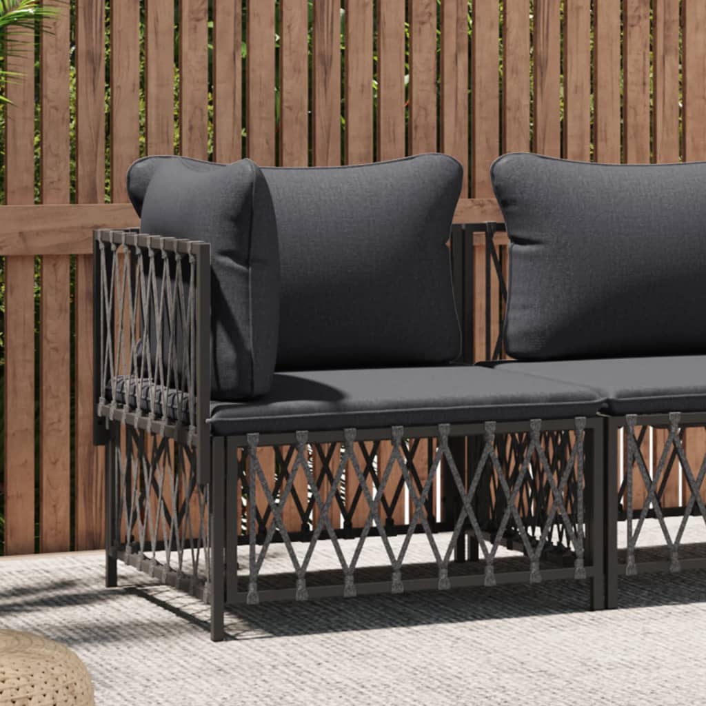 vidaXL Patio Corner Sofa with Cushions Anthracite Woven Fabric