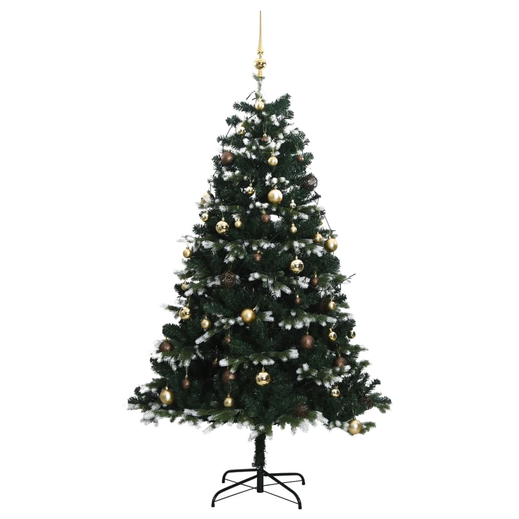 vidaXL Artificial Hinged Christmas Tree 150 LEDs & Ball Set 59.1"