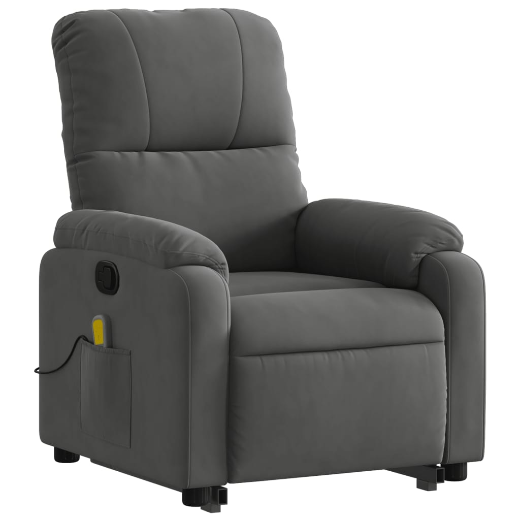 vidaXL Stand up Massage Recliner Chair Dark Gray Microfiber Fabric