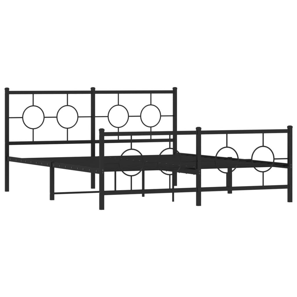 vidaXL Metal Bed Frame without Mattress with Footboard Black 59.1"x78.7"