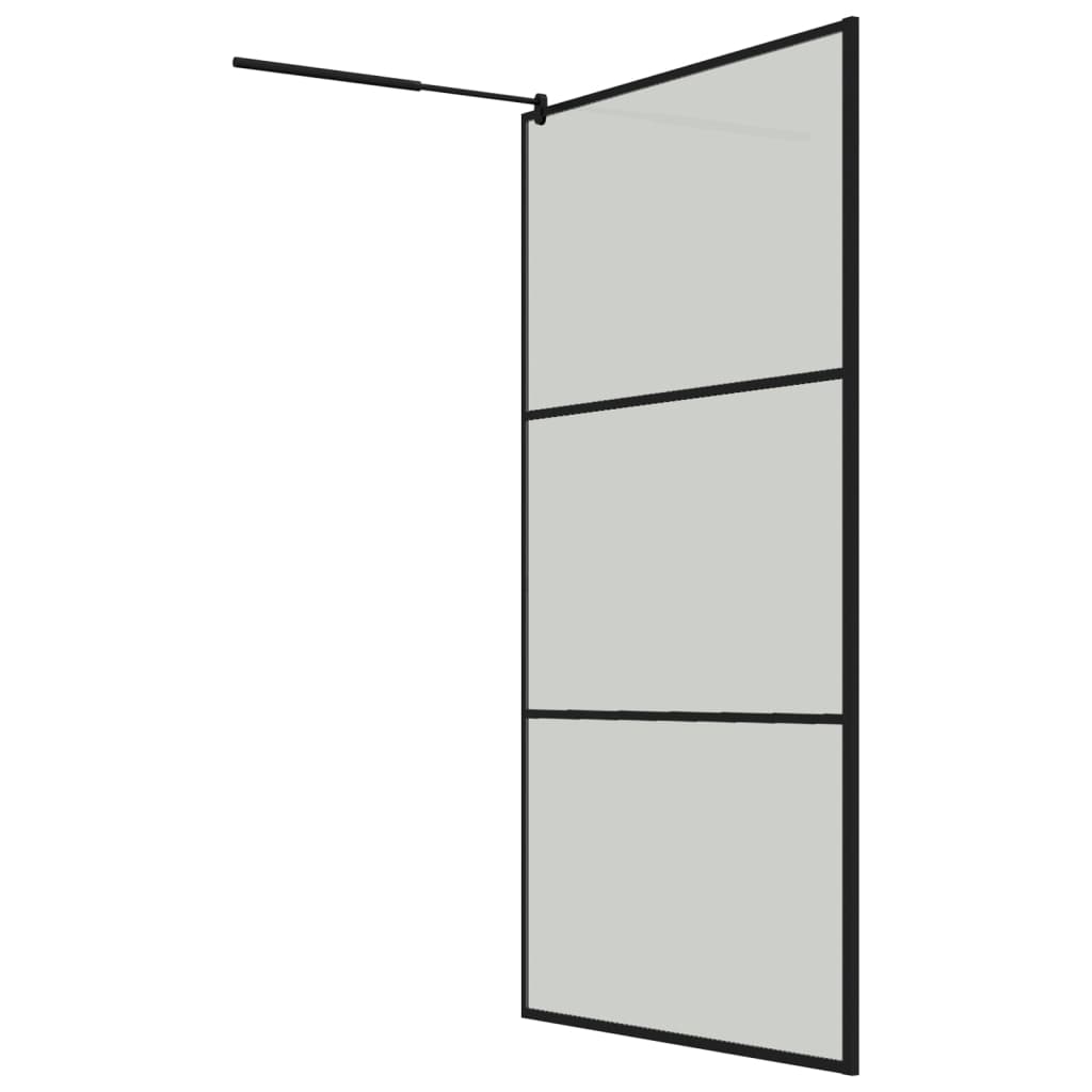 vidaXL Walk-in Shower Wall with Shelf Black 45.3"x76.8" ESG Glass&Aluminum