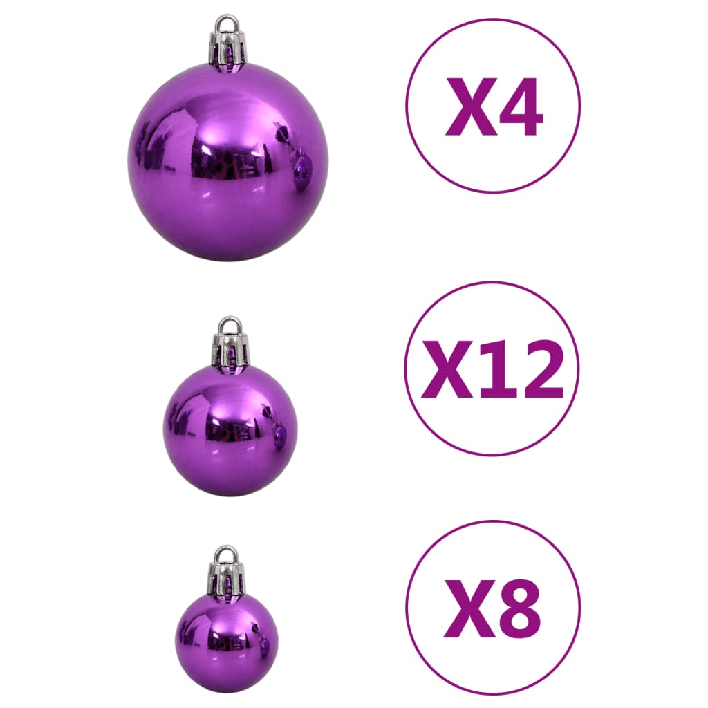 vidaXL 111 Piece Christmas Bauble Set Purple Polystyrene