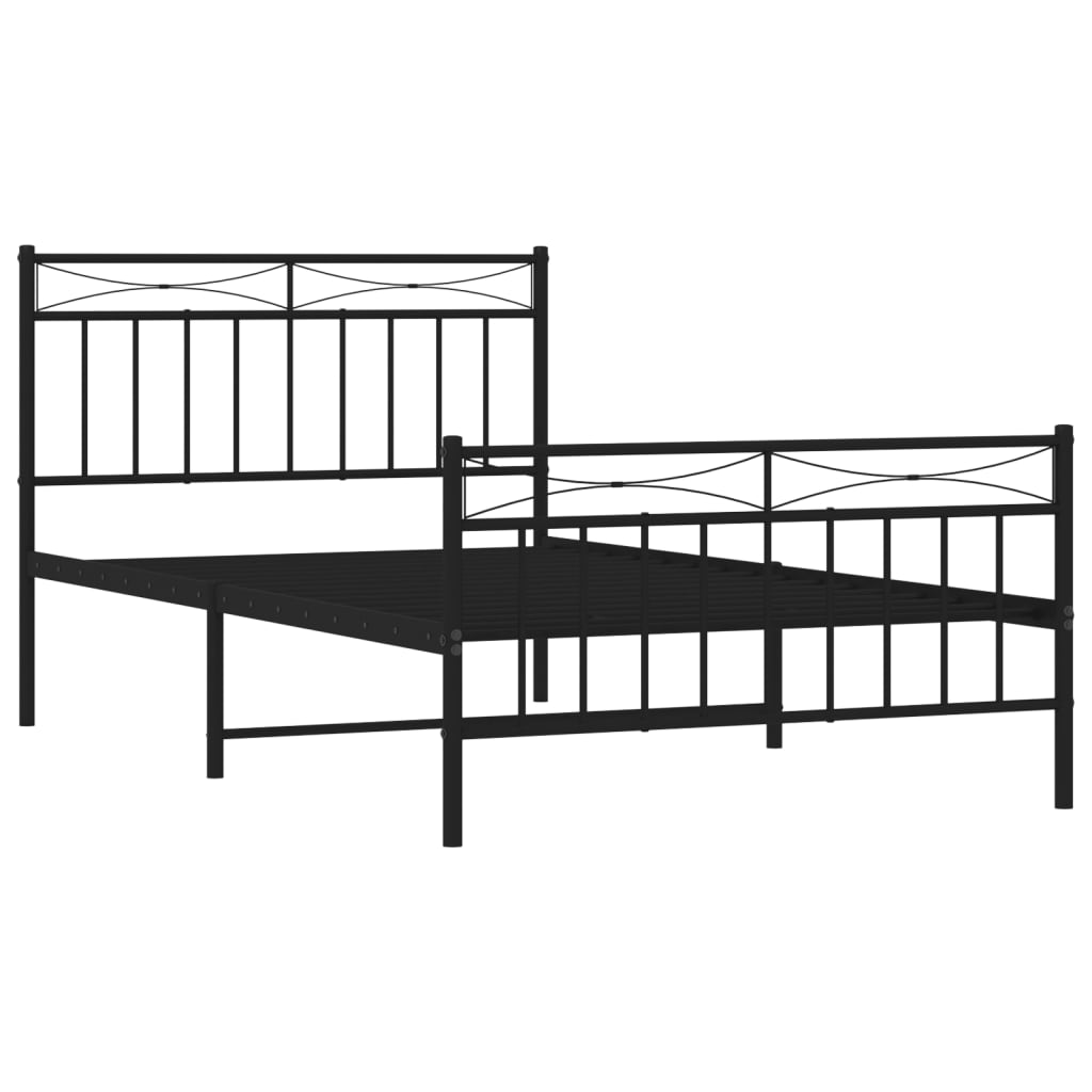 vidaXL Metal Bed Frame without Mattress with Footboard Black 39.4"x78.7"