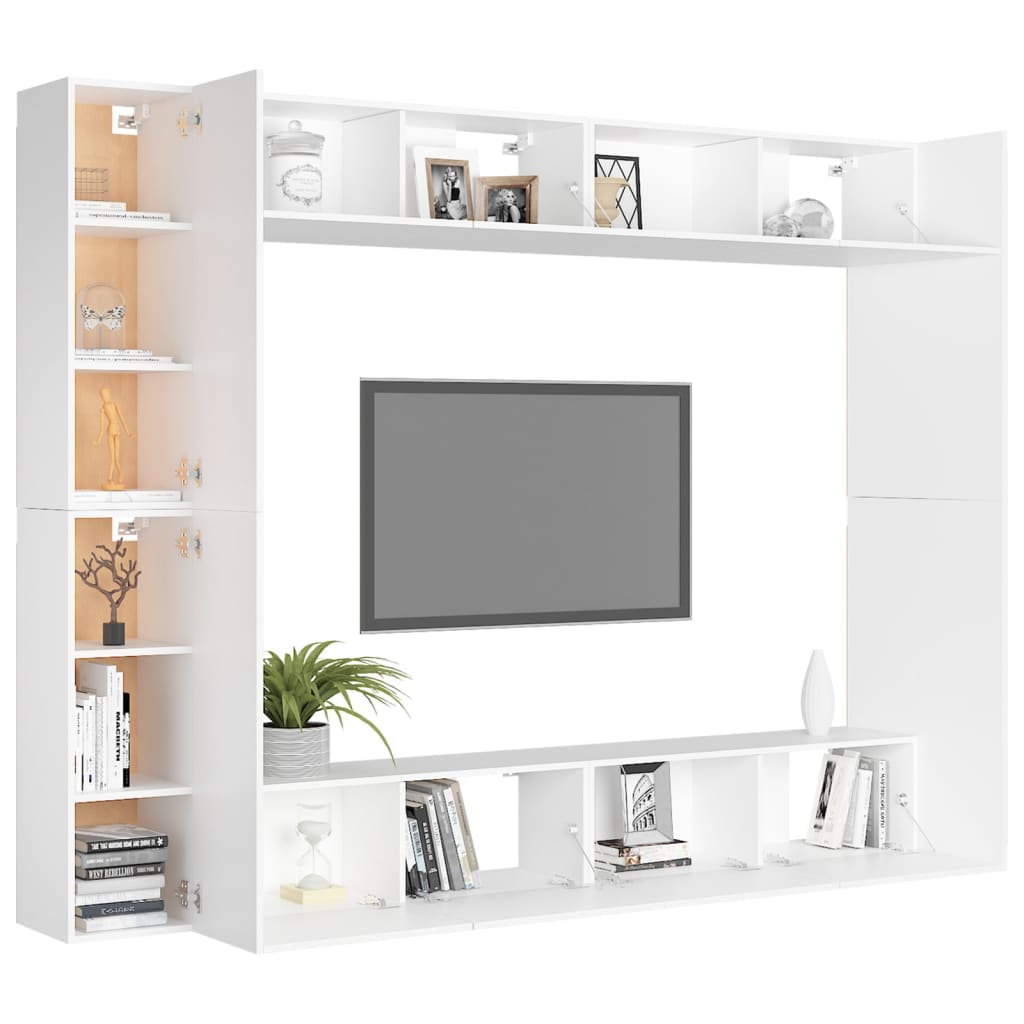 vidaXL 8 Piece TV Stand Set White Engineered Wood