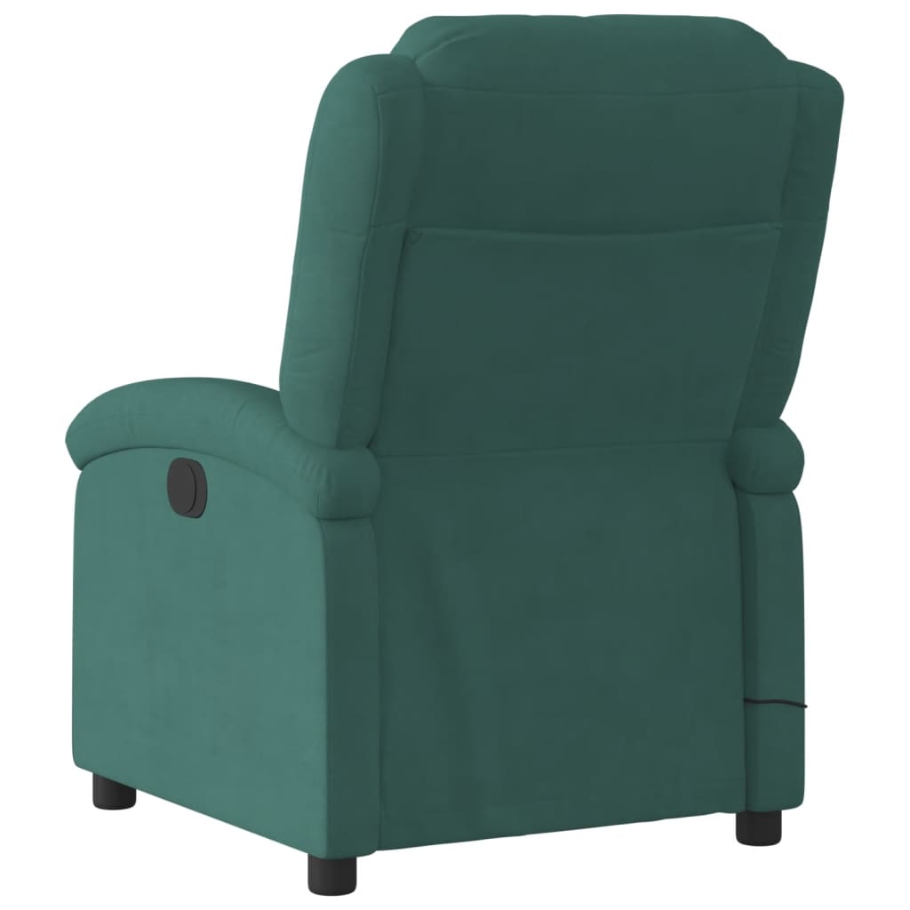 vidaXL Massage Recliner Chair Dark Green Velvet