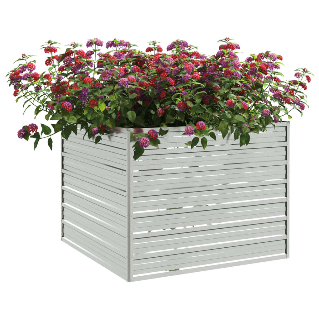 vidaXL Garden Raised Bed 39.4"x39.4"x30.3" Galvanized Steel Silver