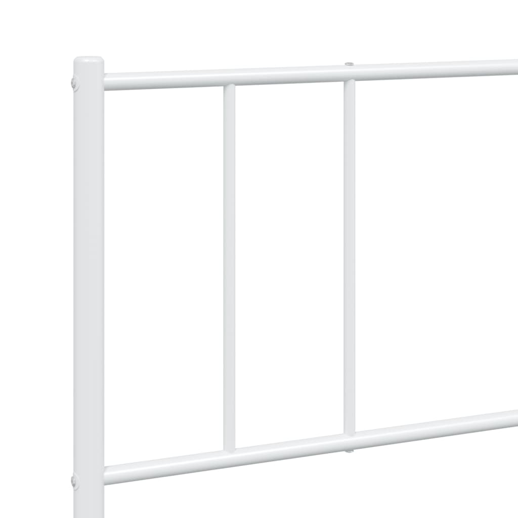 vidaXL Metal Bed Frame without Mattress with Headboard White 72"x83.9"