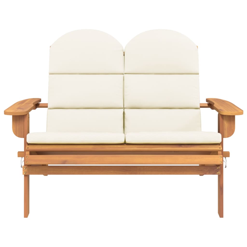 vidaXL Adirondack Patio Bench with Cushions 49.6" Solid Wood Acacia