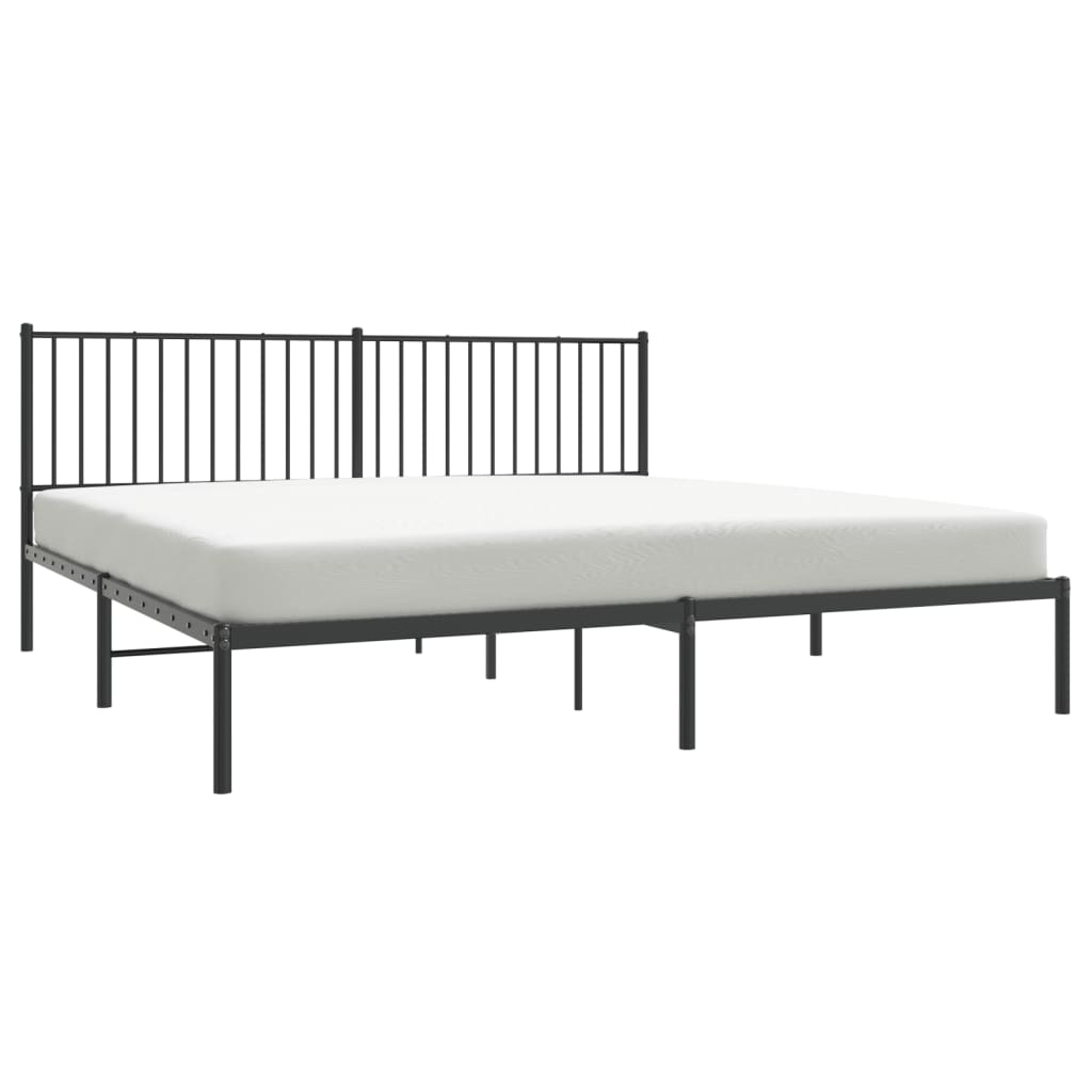 vidaXL Metal Bed Frame without Mattress with Headboard Black 76"x79.9"