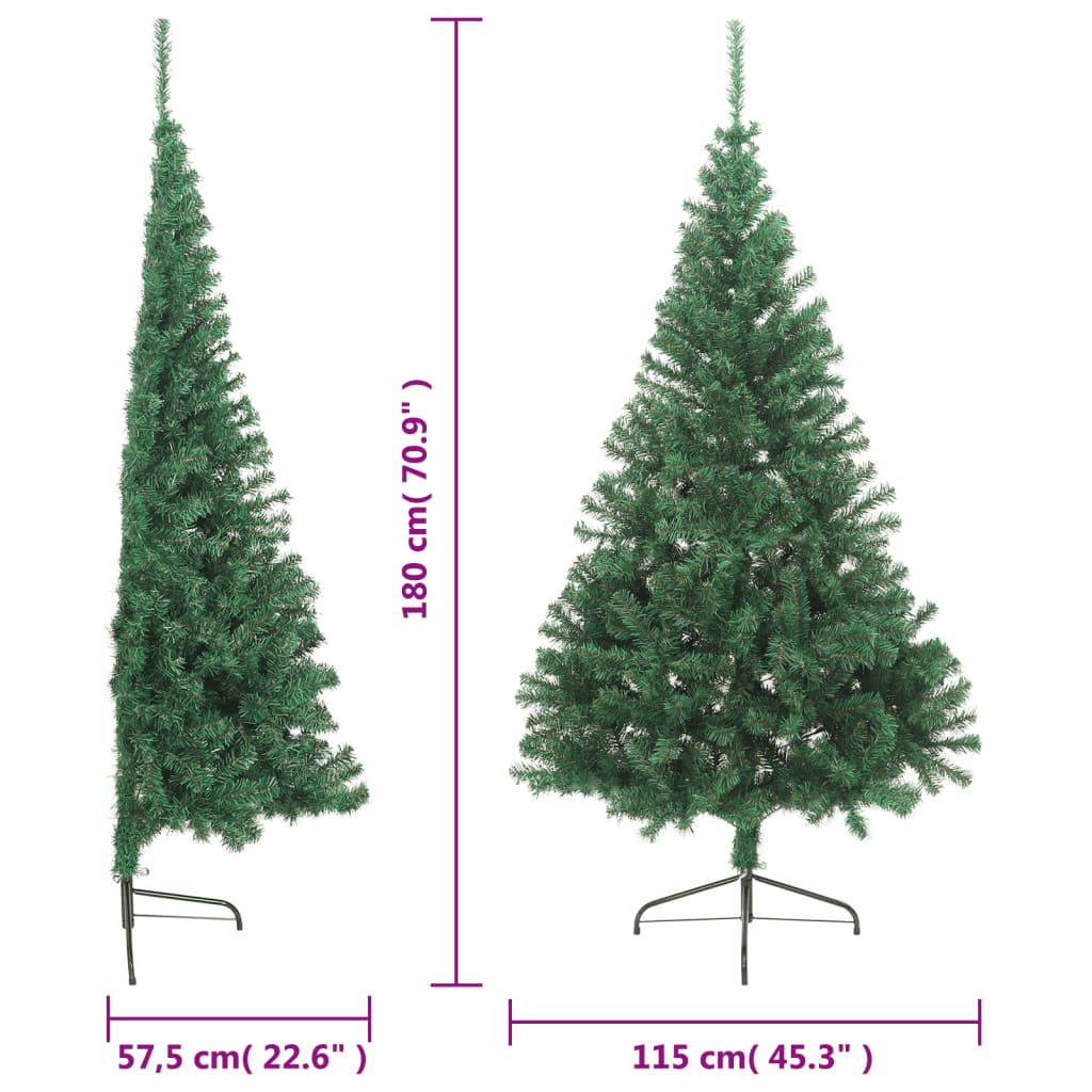 vidaXL Artificial Half Christmas Tree with Stand Green 6 ft PVC