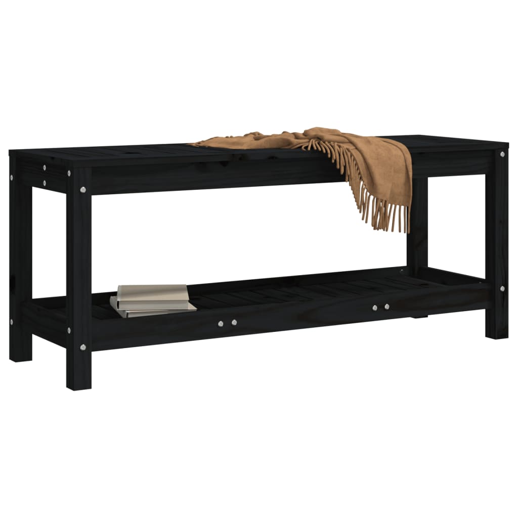 vidaXL Patio Bench Black 42.5"x13.8"x17.7" Solid Wood Pine