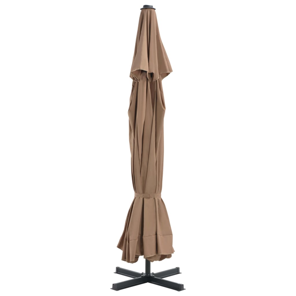 vidaXL Garden Parasol with Portable Base Taupe