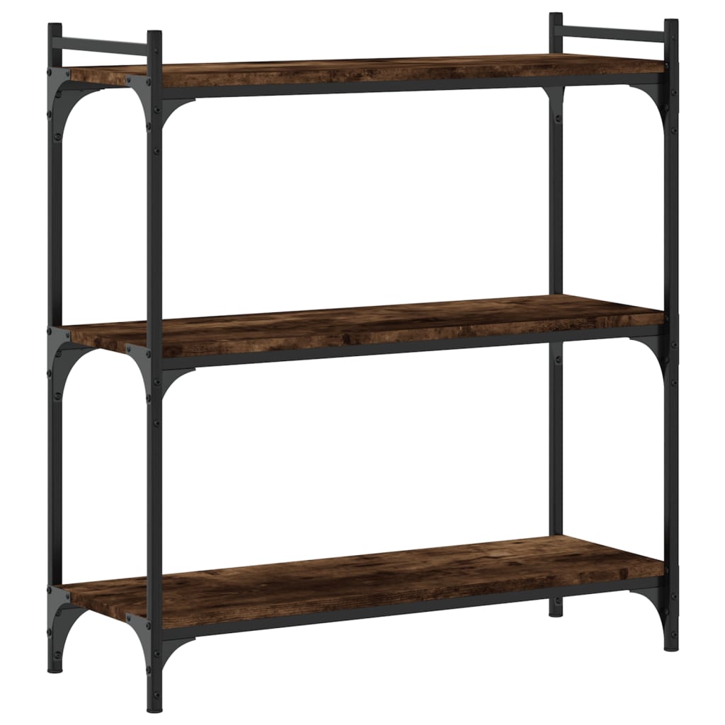 vidaXL Bookcase 3-Tier Smoked Oak 31.5"x11.8"x33.9" Engineered Wood