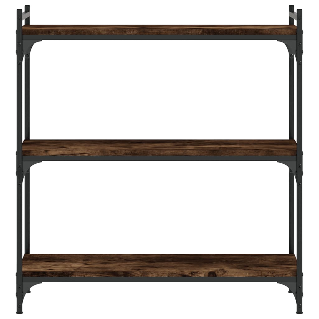 vidaXL Bookcase 3-Tier Smoked Oak 31.5"x11.8"x33.9" Engineered Wood