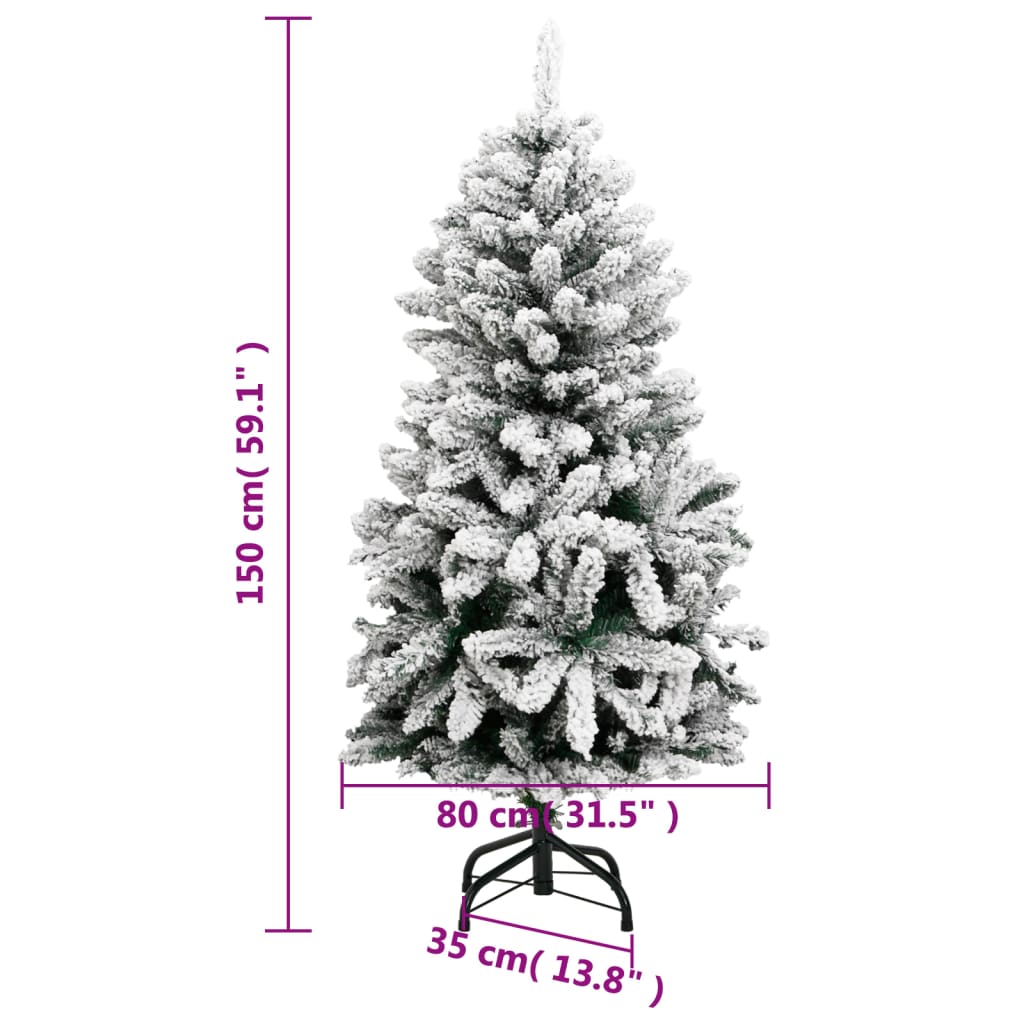 vidaXL Artificial Hinged Christmas Tree 150 LEDs & Ball Set 59.1"