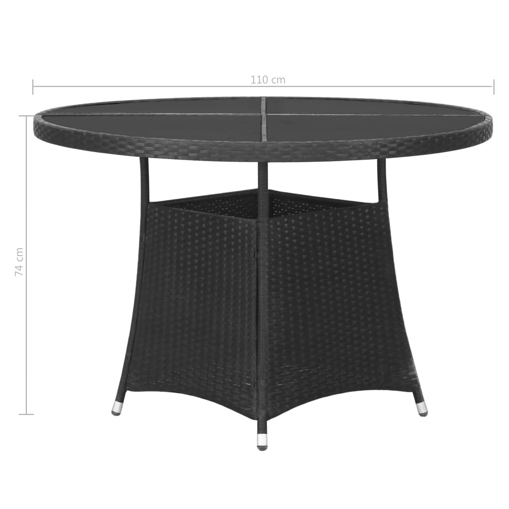 vidaXL 5 Piece Patio Dining Set Poly Rattan Black