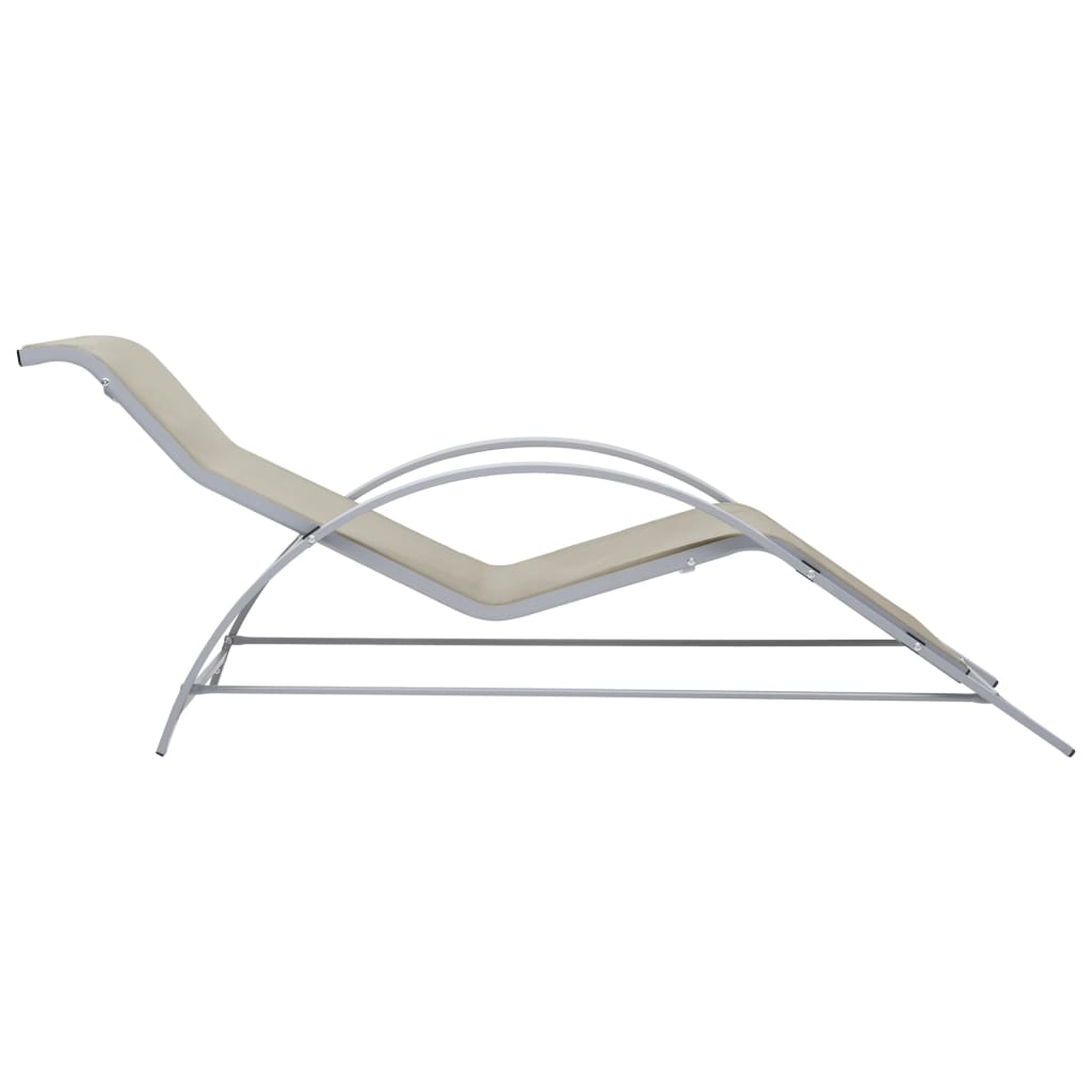 vidaXL Sun Loungers 2 pcs with Table Aluminum Cream