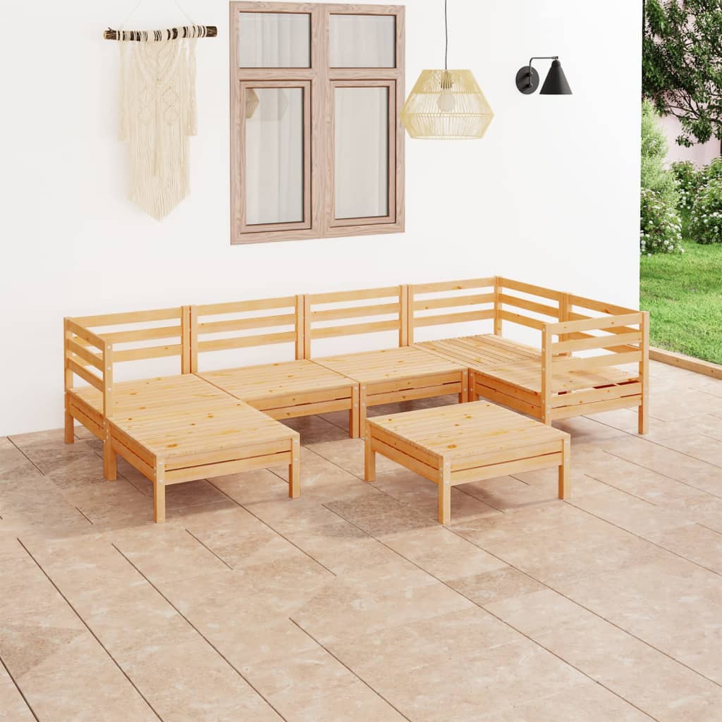 vidaXL 7 Piece Patio Lounge Set Solid Pinewood