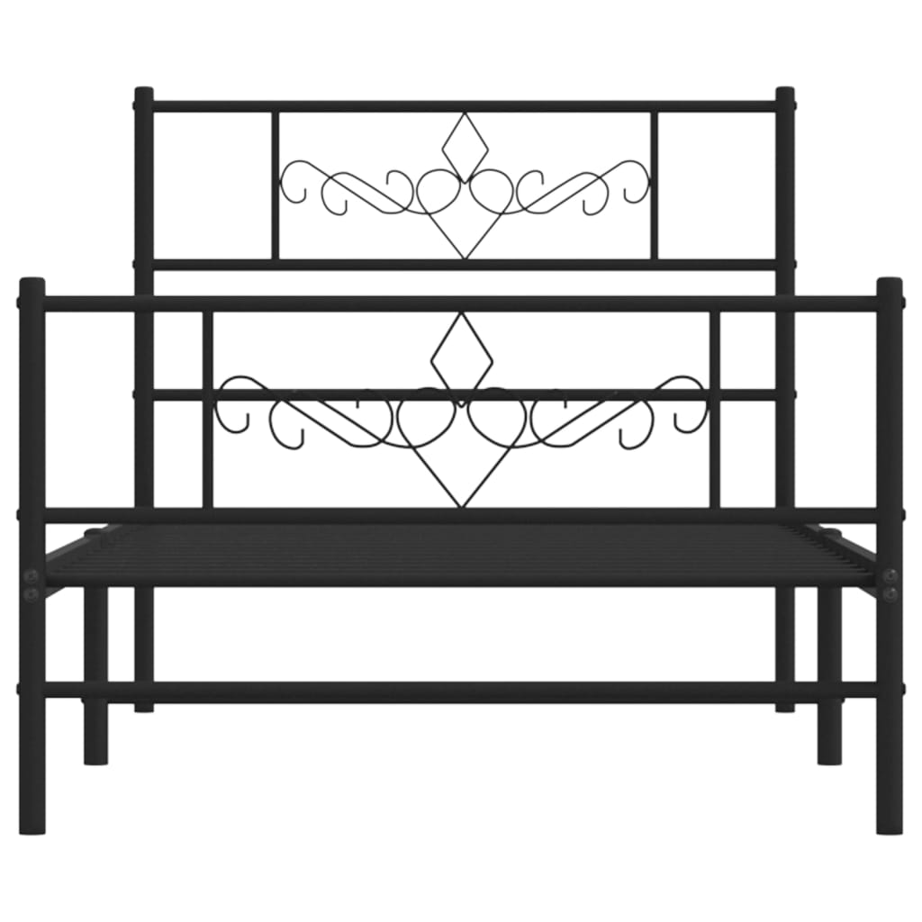 vidaXL Metal Bed Frame without Mattress with Footboard Black 39.4"x78.7"