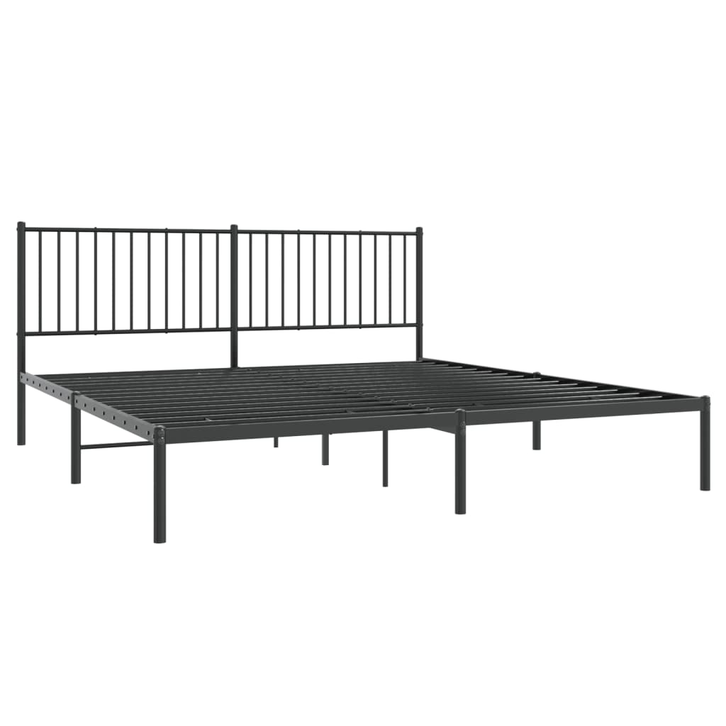 vidaXL Metal Bed Frame without Mattress with Headboard Black 72"x83.9"