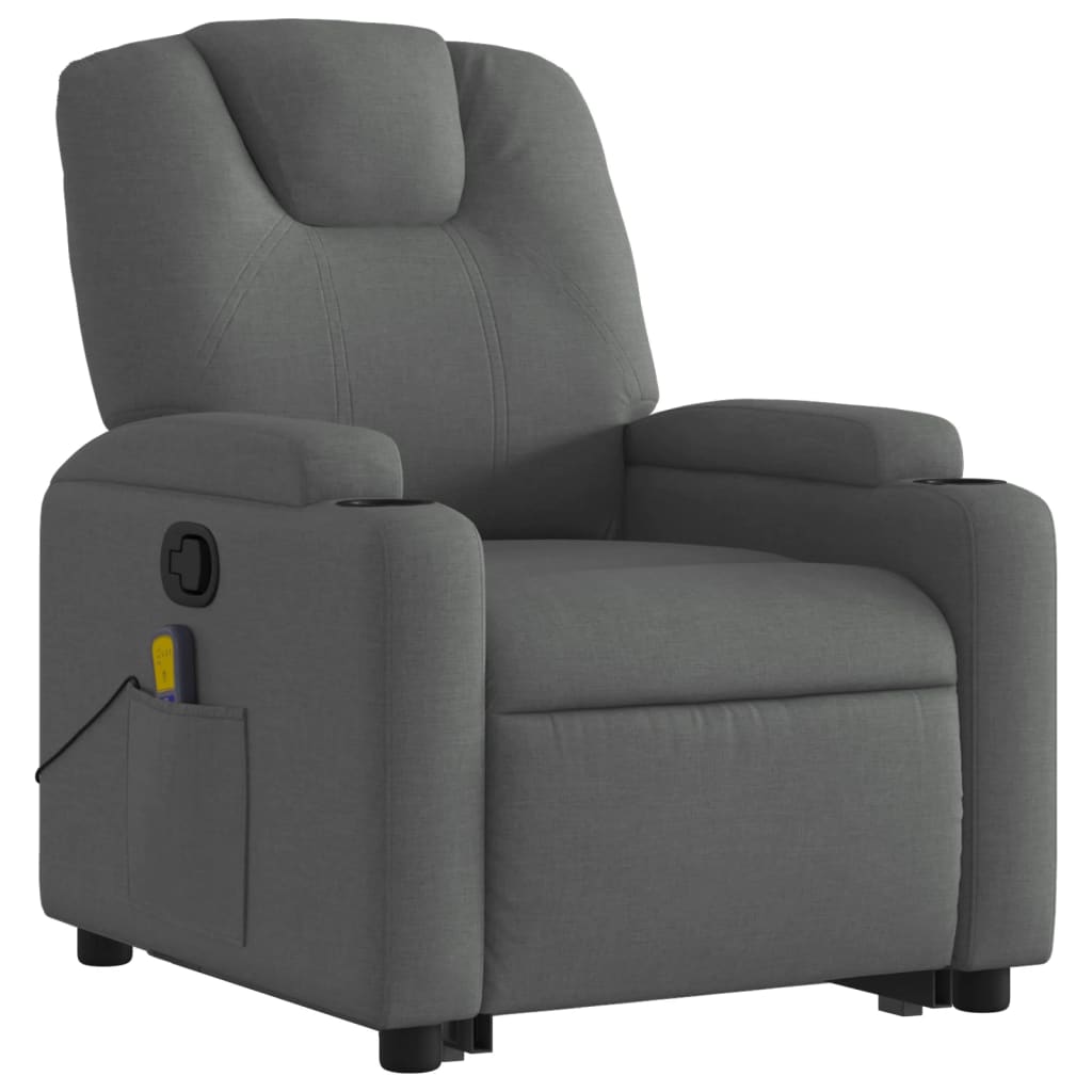 vidaXL Stand up Massage Recliner Chair Dark Gray Fabric