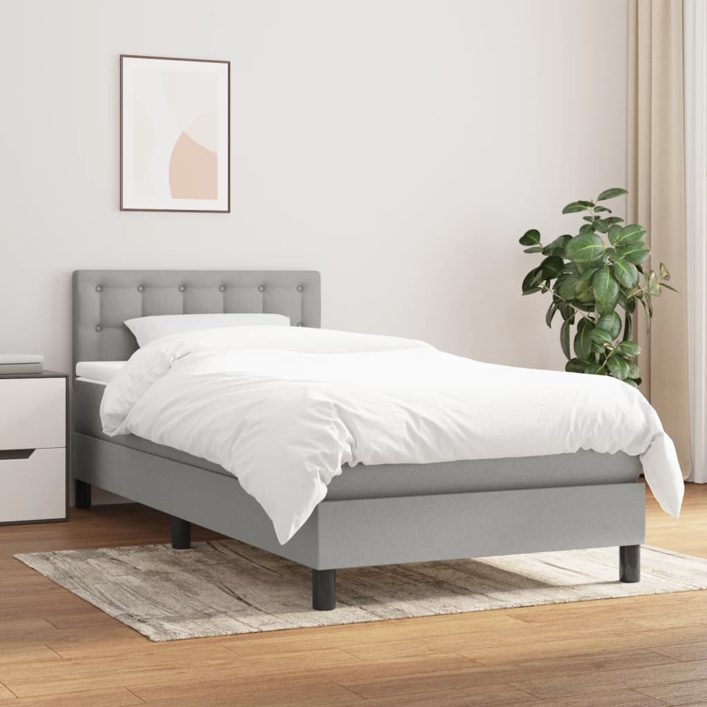 Panorama Algemeen Nauwkeurig vidaXL Box Spring Bed with Mattress Light Gray Twin XL Fabric | vidaXL.com