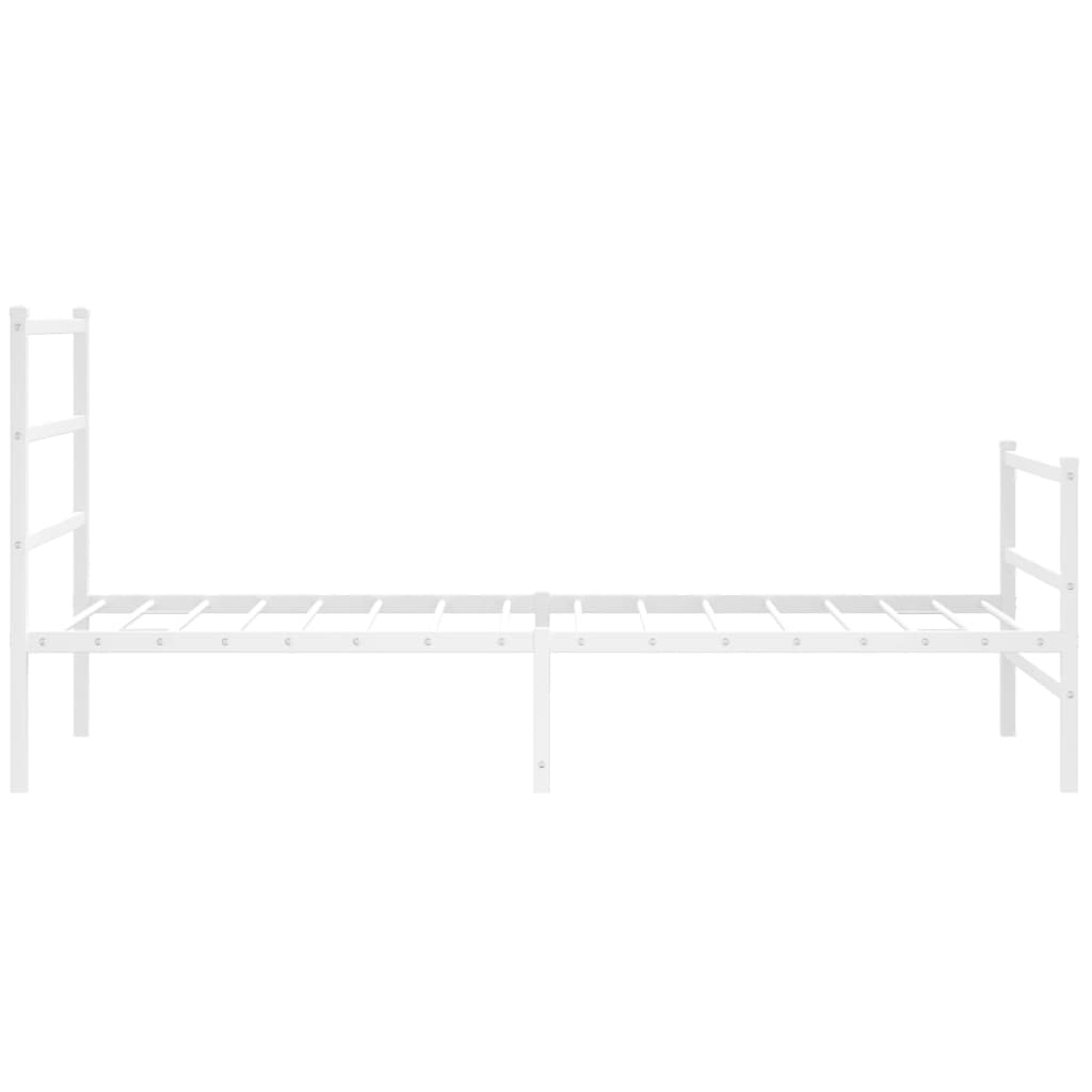 vidaXL Metal Bed Frame without Mattress with Footboard White 39.4"x78.7"