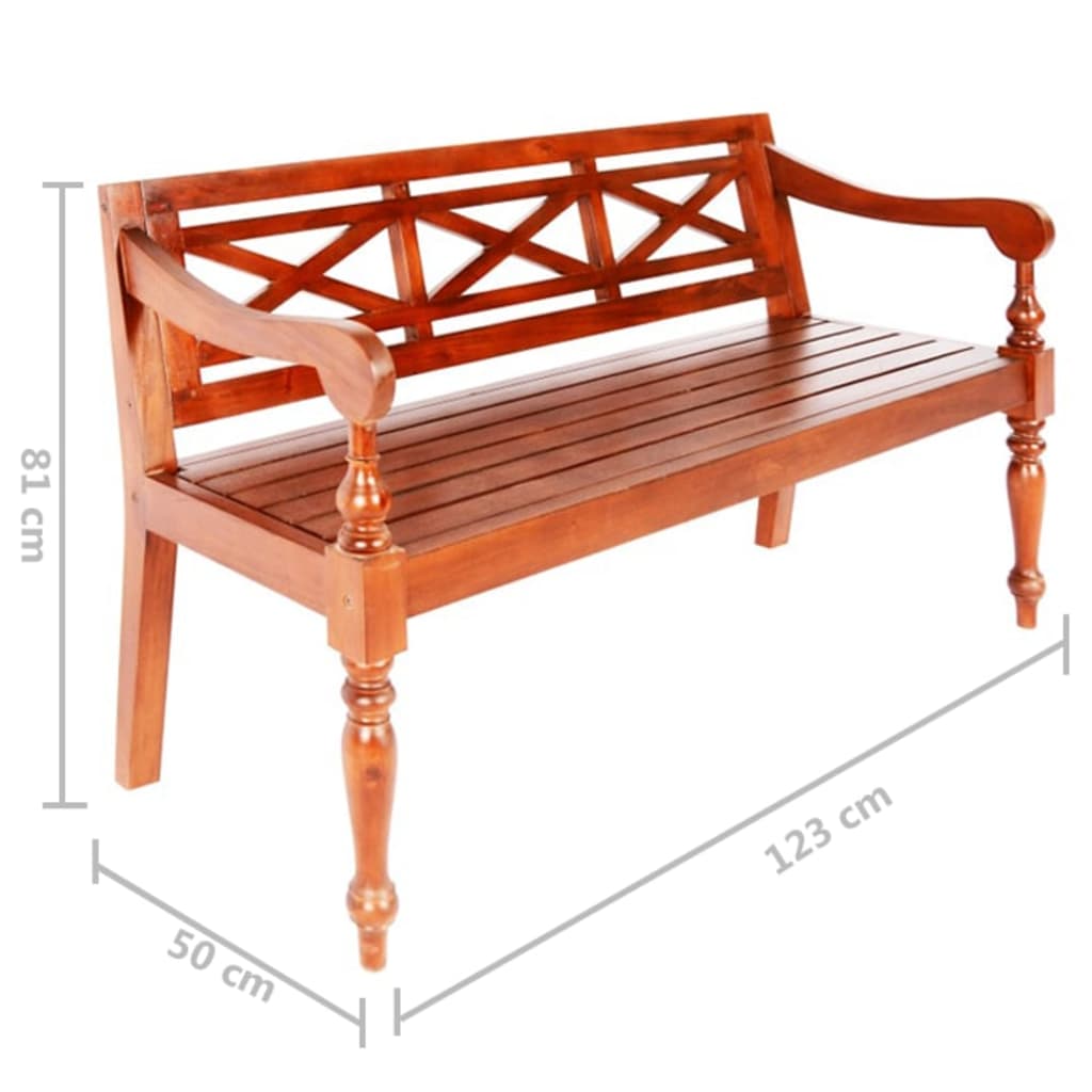 vidaXL Batavia Bench 48.4" Solid Mahogany Wood Dark Brown