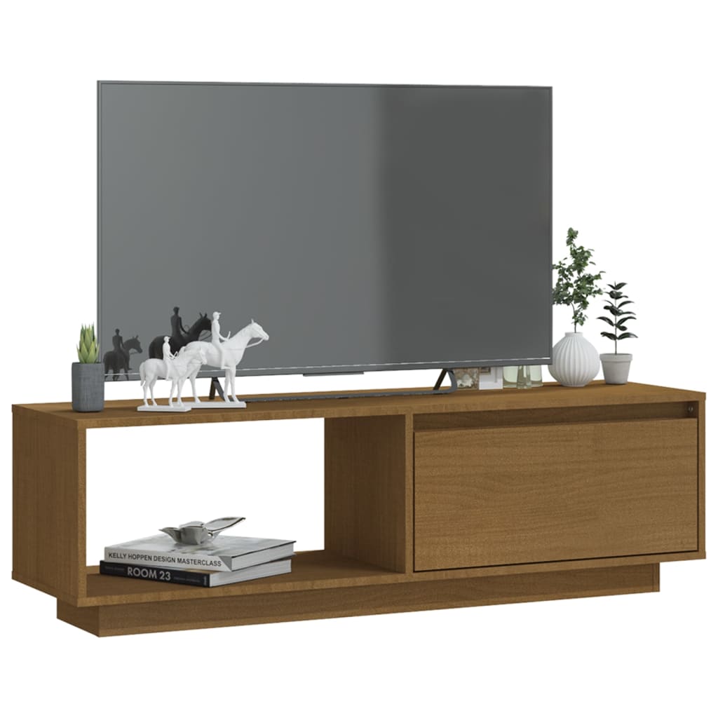 vidaXL TV Stand Honey Brown 43.3"x11.8"x13.2" Solid Pinewood