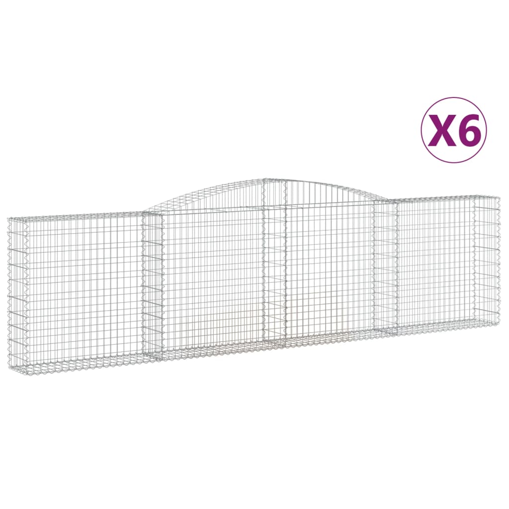 vidaXL Arched Gabion Baskets 6 pcs 157.5"x11.8"x39.4"/47.2" Galvanized Iron