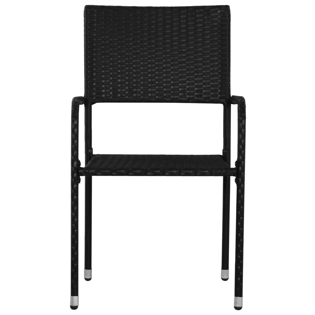 vidaXL Patio Dining Chairs 2 pcs Stackable Black Poly Rattan