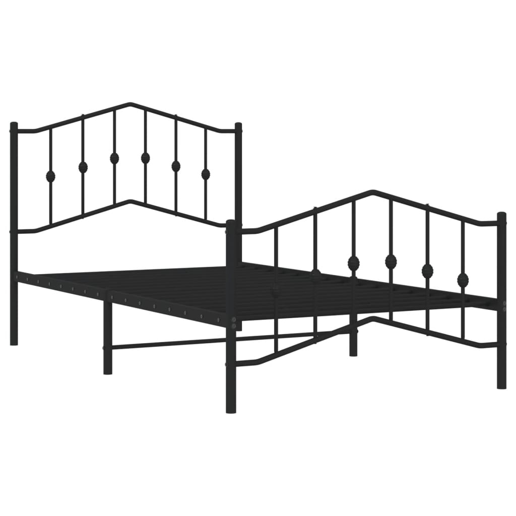 vidaXL Metal Bed Frame without Mattress with Footboard Black 39.4"x74.8"