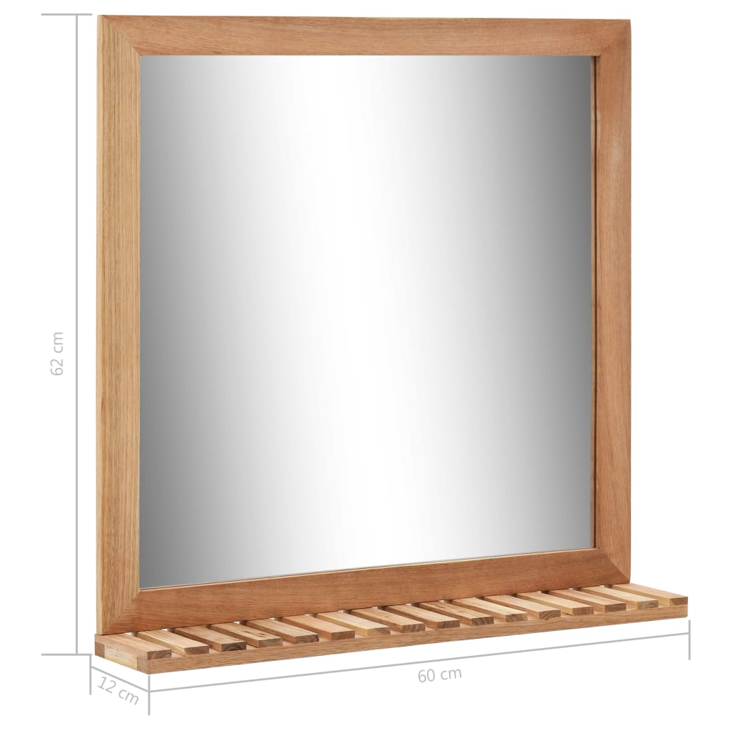 vidaXL Bathroom Mirror 23.6"x4.7"x24.4" Solid Wood Walnut