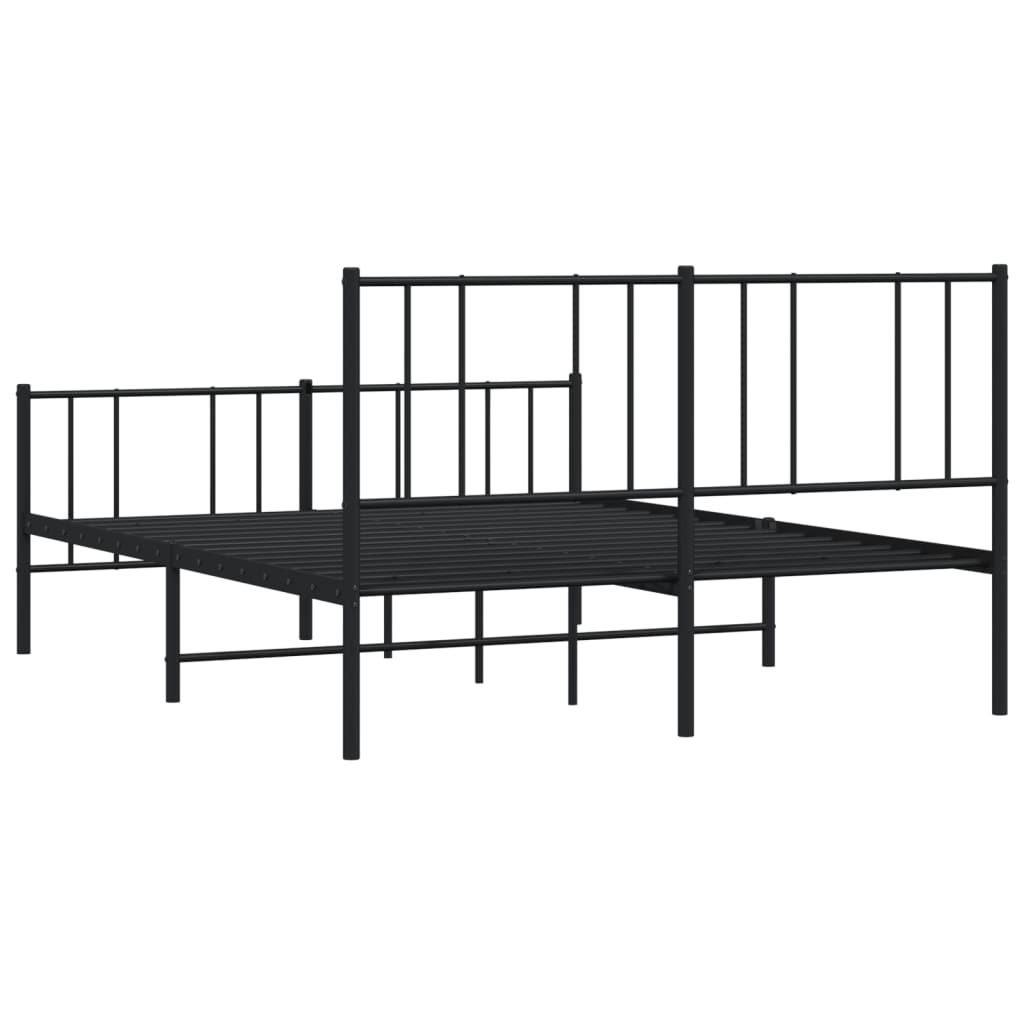 vidaXL Metal Bed Frame without Mattress with Footboard Black 53.1"x74.8"