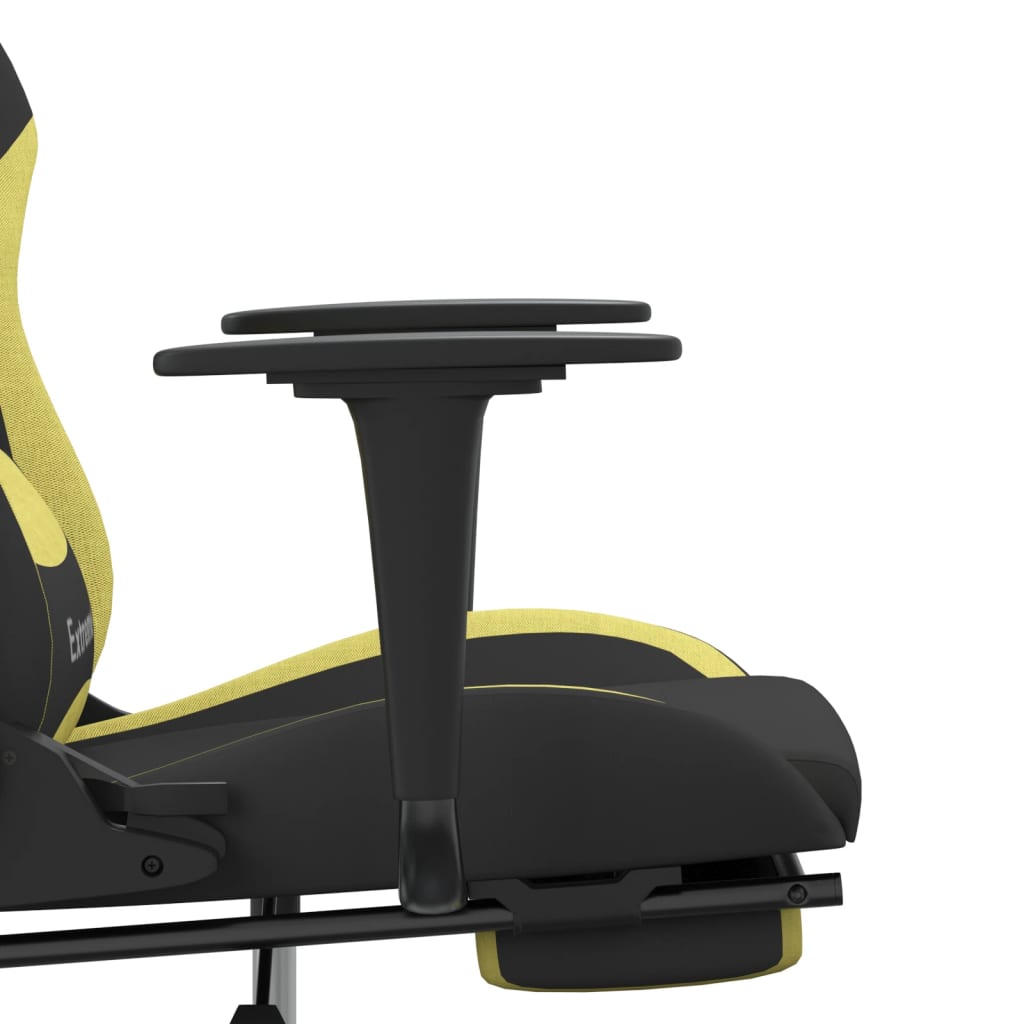 vidaXL Gaming Chair with Footrest Black and Light Green Fabric