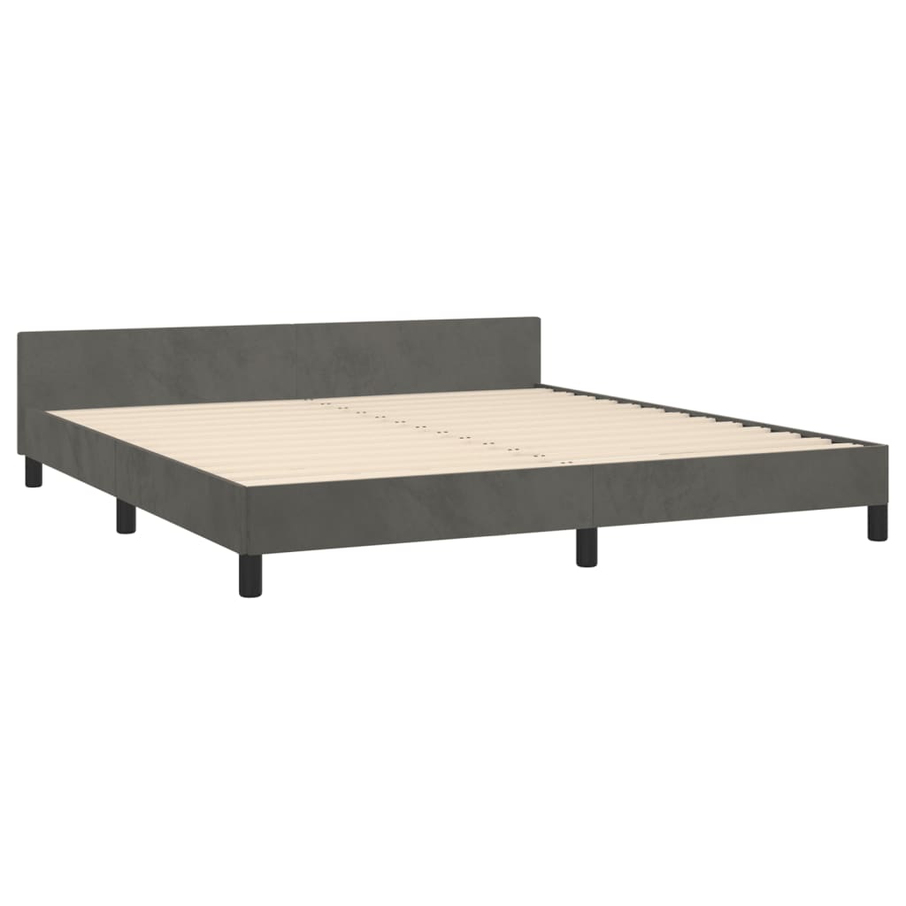 vidaXL Bed Frame with Headboard Dark Gray 59.8"x79.9" Queen Velvet