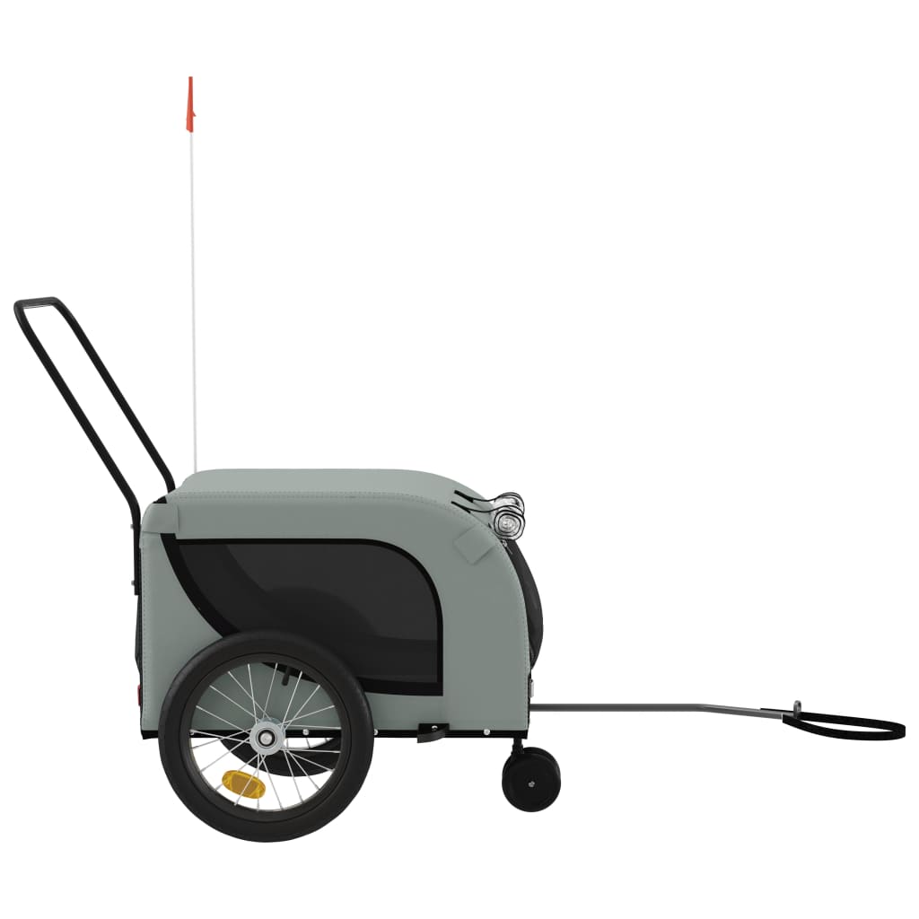 vidaXL Pet Bike Trailer Gray and Black Oxford Fabric and Iron